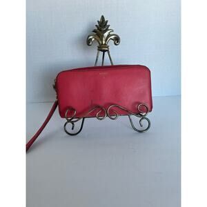 FOSSIL Coral Leather Zip‎ Around Wristlet Wallet / Insert Slots For Credit Cards